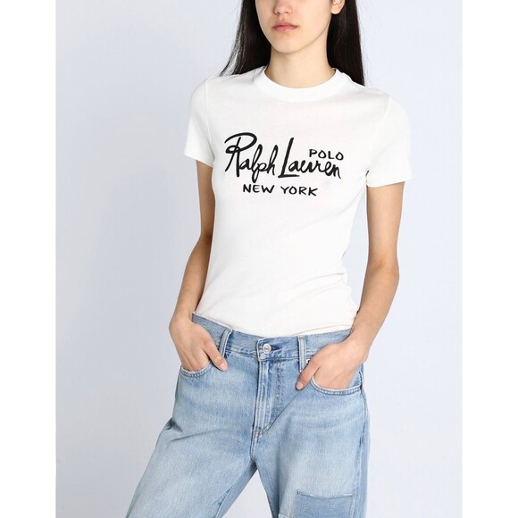 POLO RALPH LAUREN LOGO RIBBED COTTON TEE T-shirt Size Large - Picture 1 of 5
